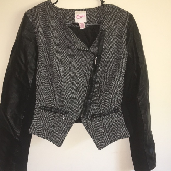 Cute faux leather sleeved jacket - Picture 1 of 2